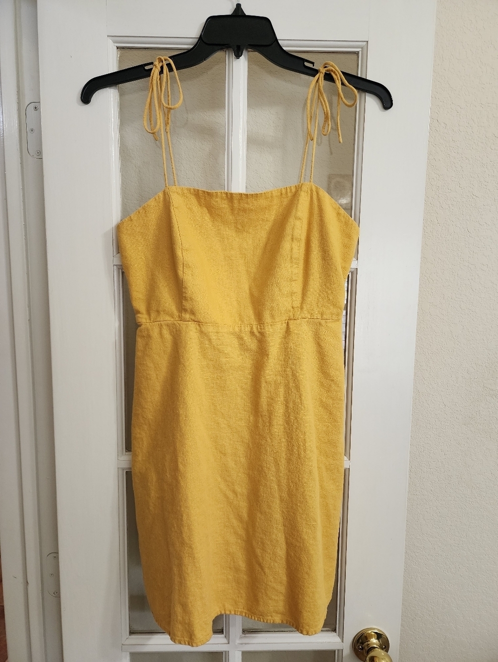 Old Navy Sweet Pollen Linen Blend Tie Shoulder Cami Mini Dress Large Yellow